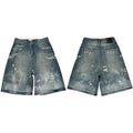 Gallery Dept. Spray Stripe & Paint Splatter Denim Shorts