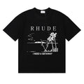 Rhude I Need A Getaway Beach Palm Tree Graphic Black Oversized T‑Shirt