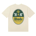 Rhude Vintage Oval Crest Back Logo Cream Oversized T‑Shirt