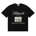 Rhude Monte Carlo Heaven On Earth Vintage Photo Print Black Oversized T‑Shirt
