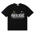 Rhude Yacht Club Regatta Flag Logo Black Oversized T‑Shirt
