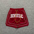 Rhude Red Varsity Stripe Nylon Shorts