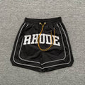 Rhude Black Varsity Stripe Nylon Shorts